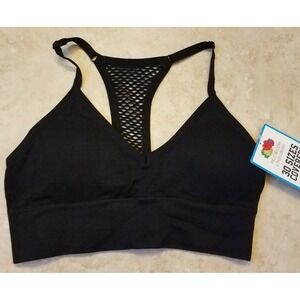 Fruit of the Loom Ladies Seamless Fishnet Racerback Sports Bra Black Small NEW